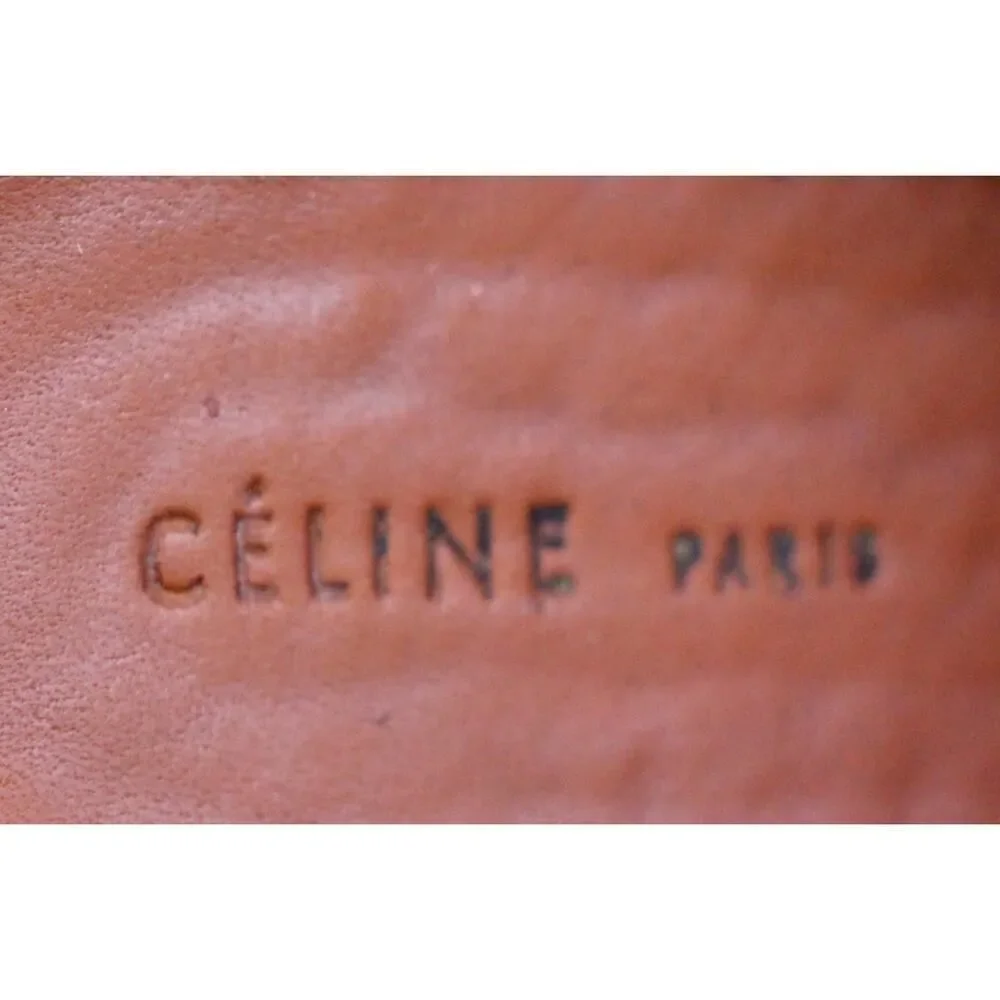 CELINE PARIS BROWN GENUINE LEATHER OPEN TOE WEDGE SLINGBACK SANDALS SHOES Sz 38